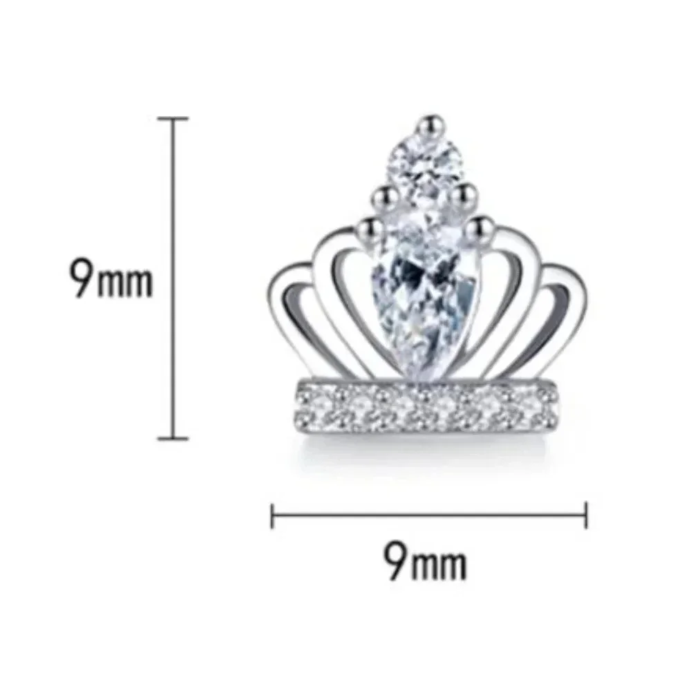 925 Sterling Silver Minimalist Crown Stud Earrings_4